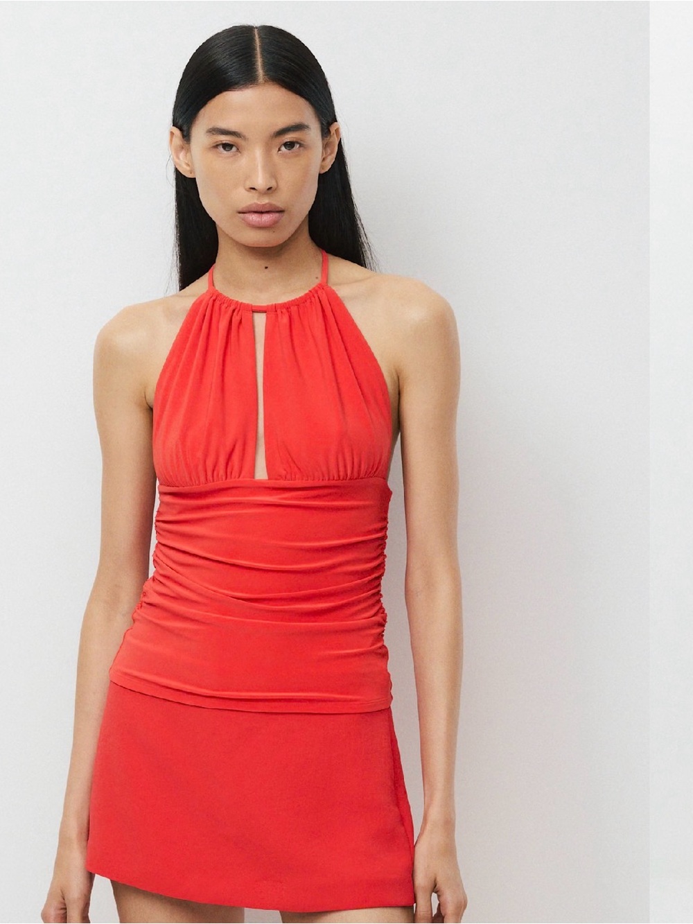 Aritzia Red Halter Tank Top with Keyhole